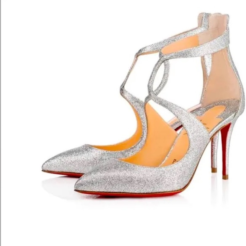 Christian Louboutin - Rosas 85 Glitter Mini Silver NWT
